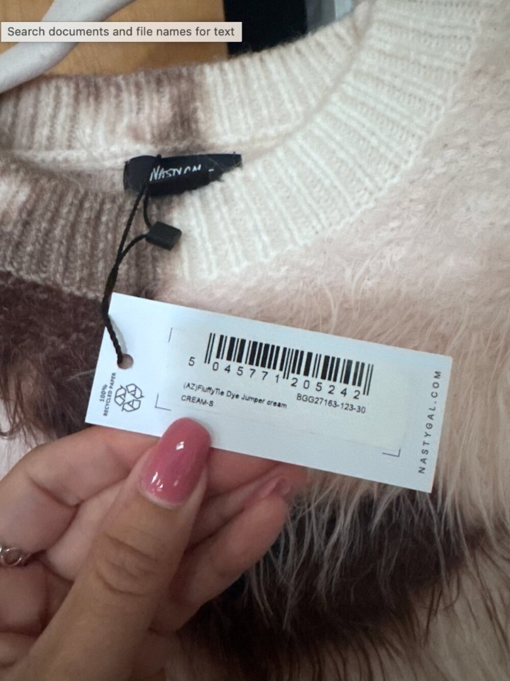 NWT Nasty Gal Fluffy Tie Dye Jumper Cream, Small - Picture 6 of 6